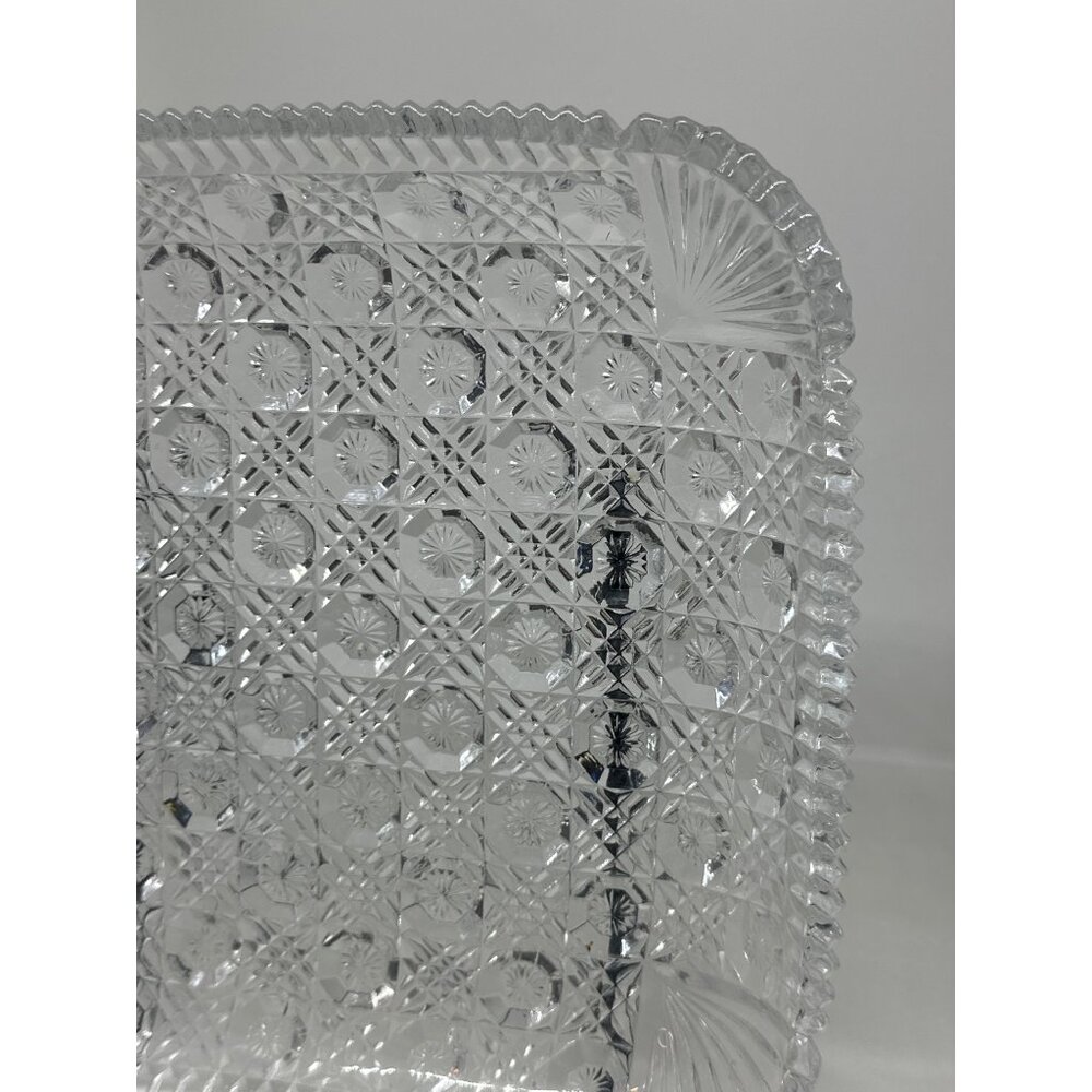 VTG‎ Mikasa Cut Crystal Serving Tray 9.5" Pinwheel Starburst Heavy Glass Platter - Picture 4 of 5